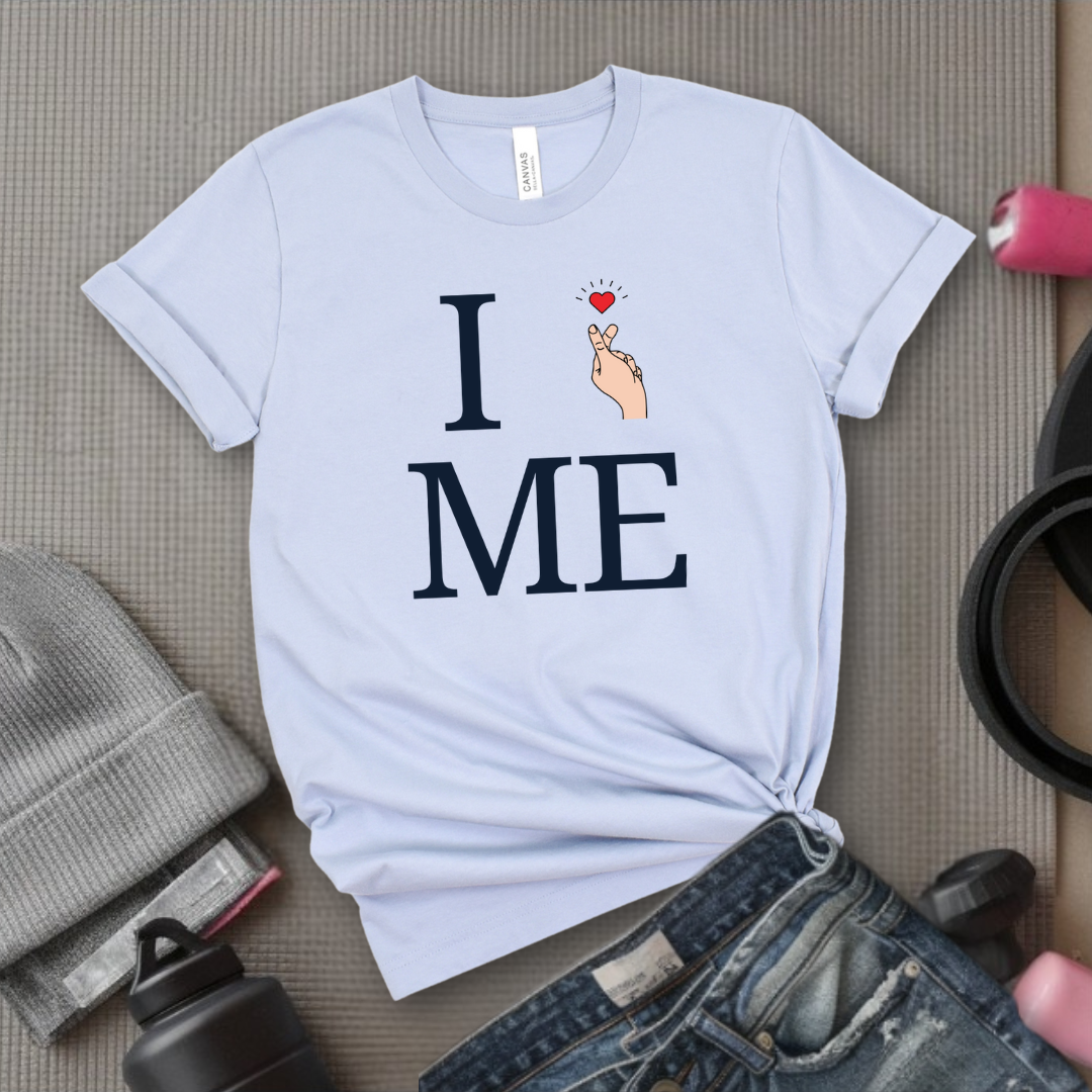 I Love Me T-shirt - Finger Heart - Unisex Jersey Short Sleeve Shirt - Gift for Yourself - Bella Canvas 3001