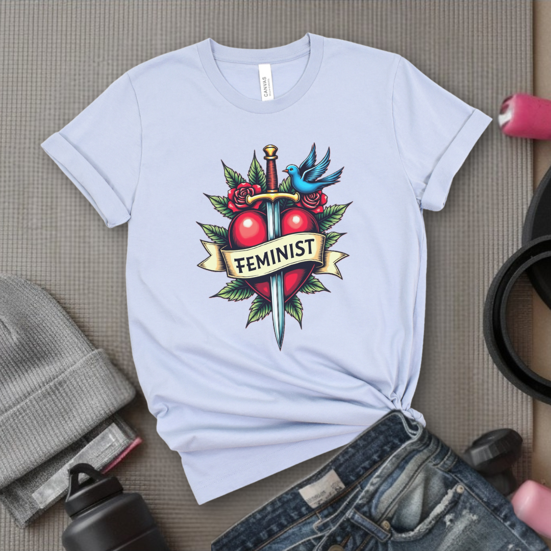 Feminist Swords and Flowers - Women Empowerment Tshirt Collection - Unisex Jersey Short Sleeve Shirt - Gift for Her - Bella Canvas 3001