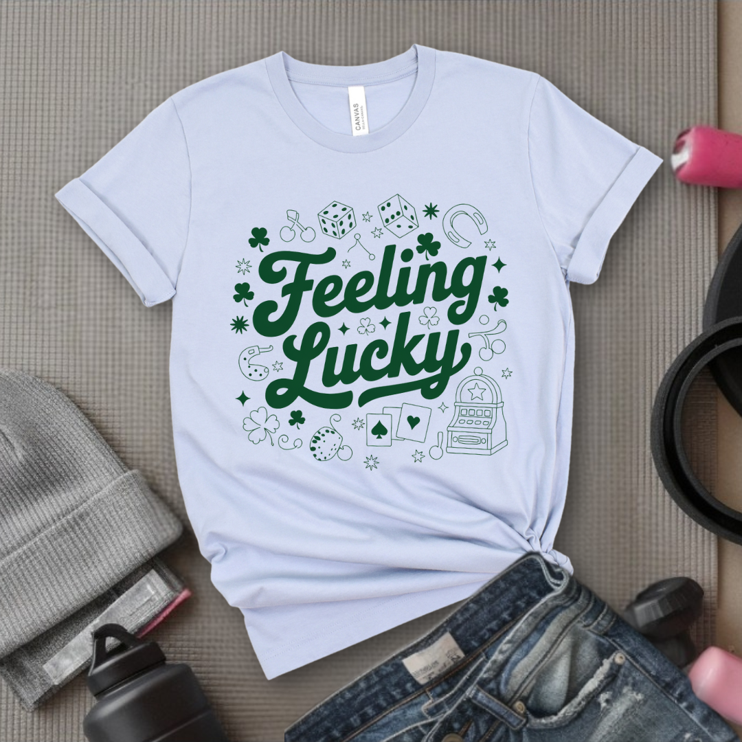 Feeling Lucky - St Patricks Day T-shirt, Y2K Trendy 90's Women Tee - Coquette Tee - Unisex Shirt - Bella Canvas 3001