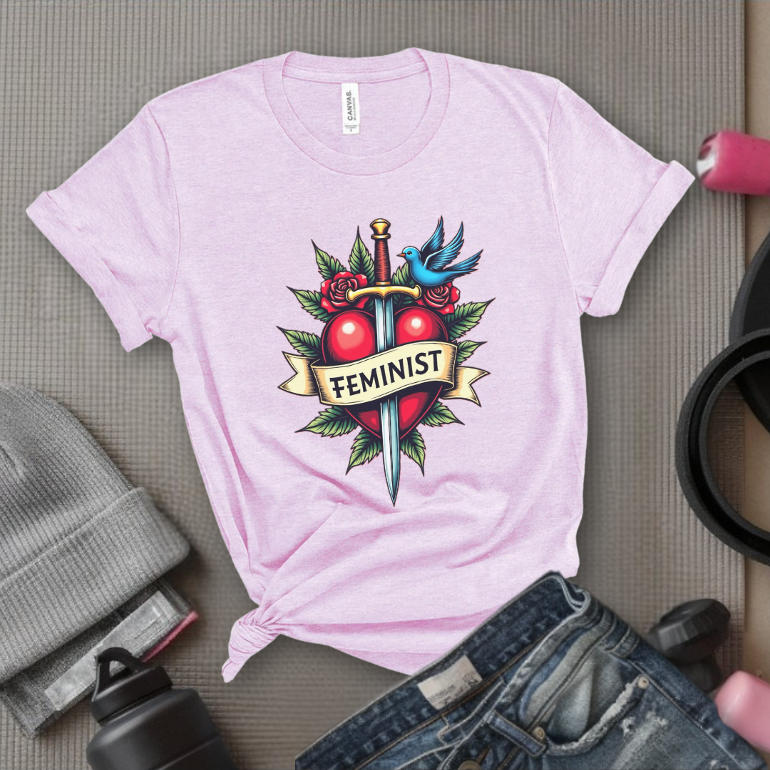 Feminist Swords and Flowers - Women Empowerment Tshirt Collection - Unisex Jersey Short Sleeve Shirt - Gift for Her - Bella Canvas 3001