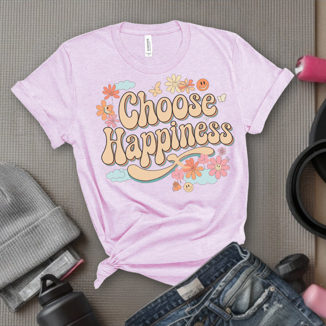 Choose Happiness - Y2K Groovy Style - Unisex Jersey Short Sleeve Shirt - Self Gift for Woman - Bella Canvas 3001