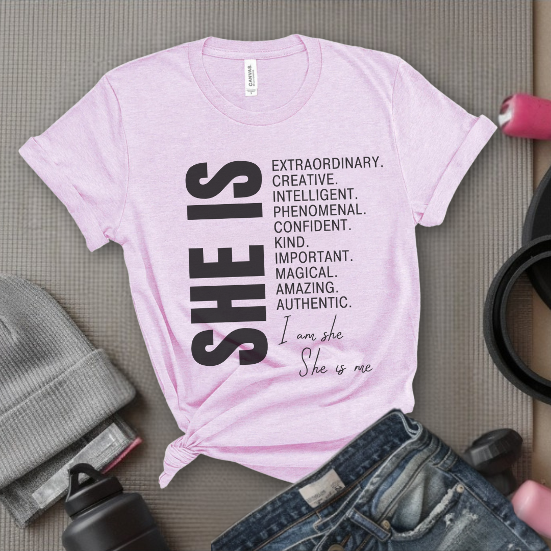 She is Extraordinary Creative Intelligent Kind T-shirt - Unisex Jersey Short Sleeve Shirt - Women Right Inspired Tee - Gift for Yourself - Bella Canvas 3001