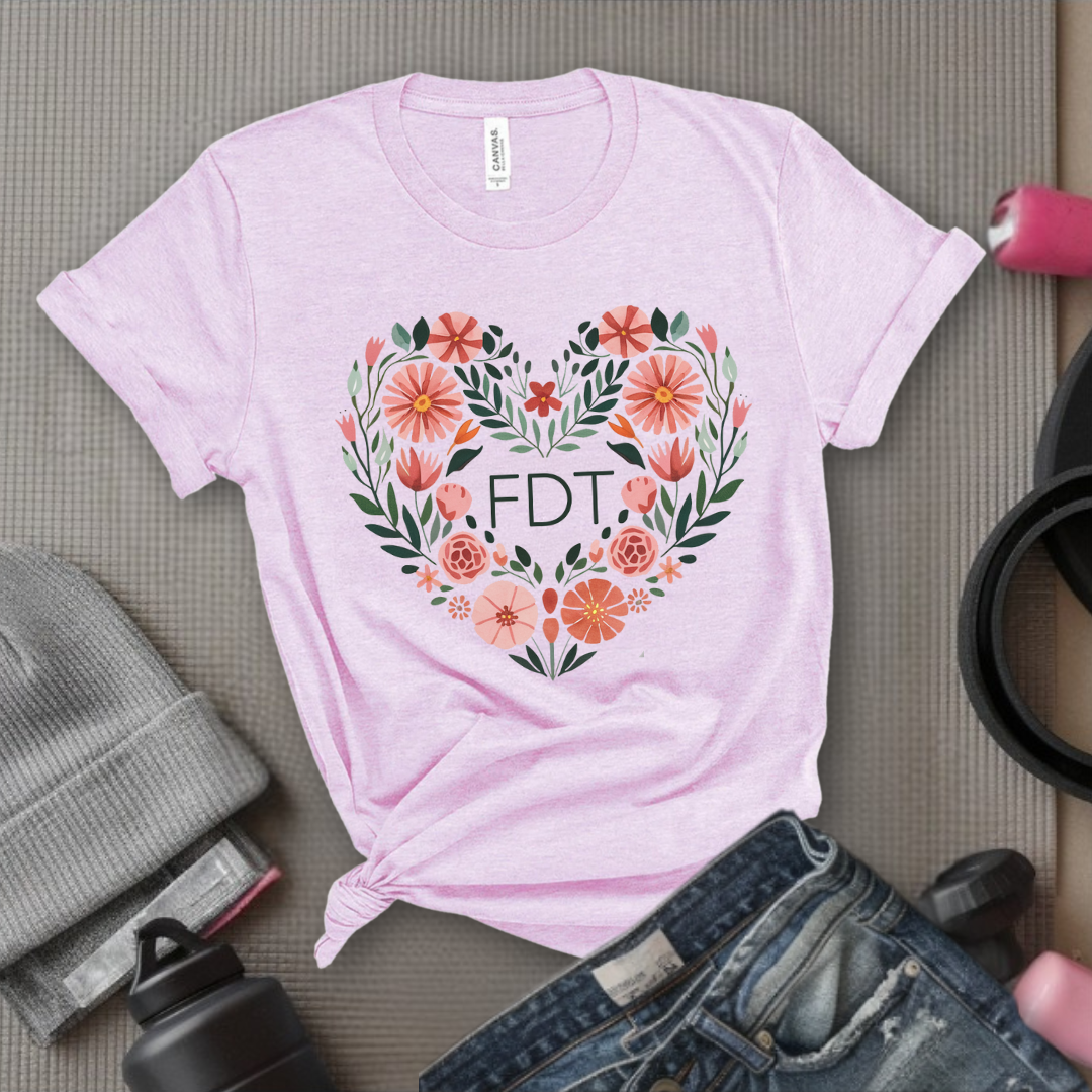 Fdt Heart Shaped Flower - Feminist T-Shirt - Women Empowerment Tee - Bella Canvas 3001