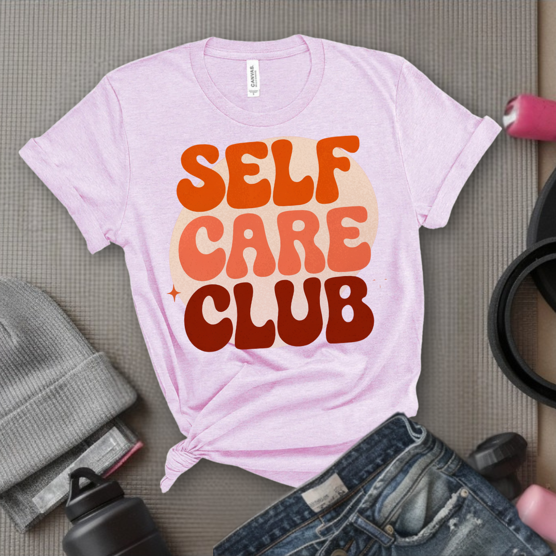 Self Care Club T-shirt - Y2k Style Tee - Unisex Jersey Short Sleeve Shirt - Gift for Yourself, Female Friends - Bella Canvas 3001