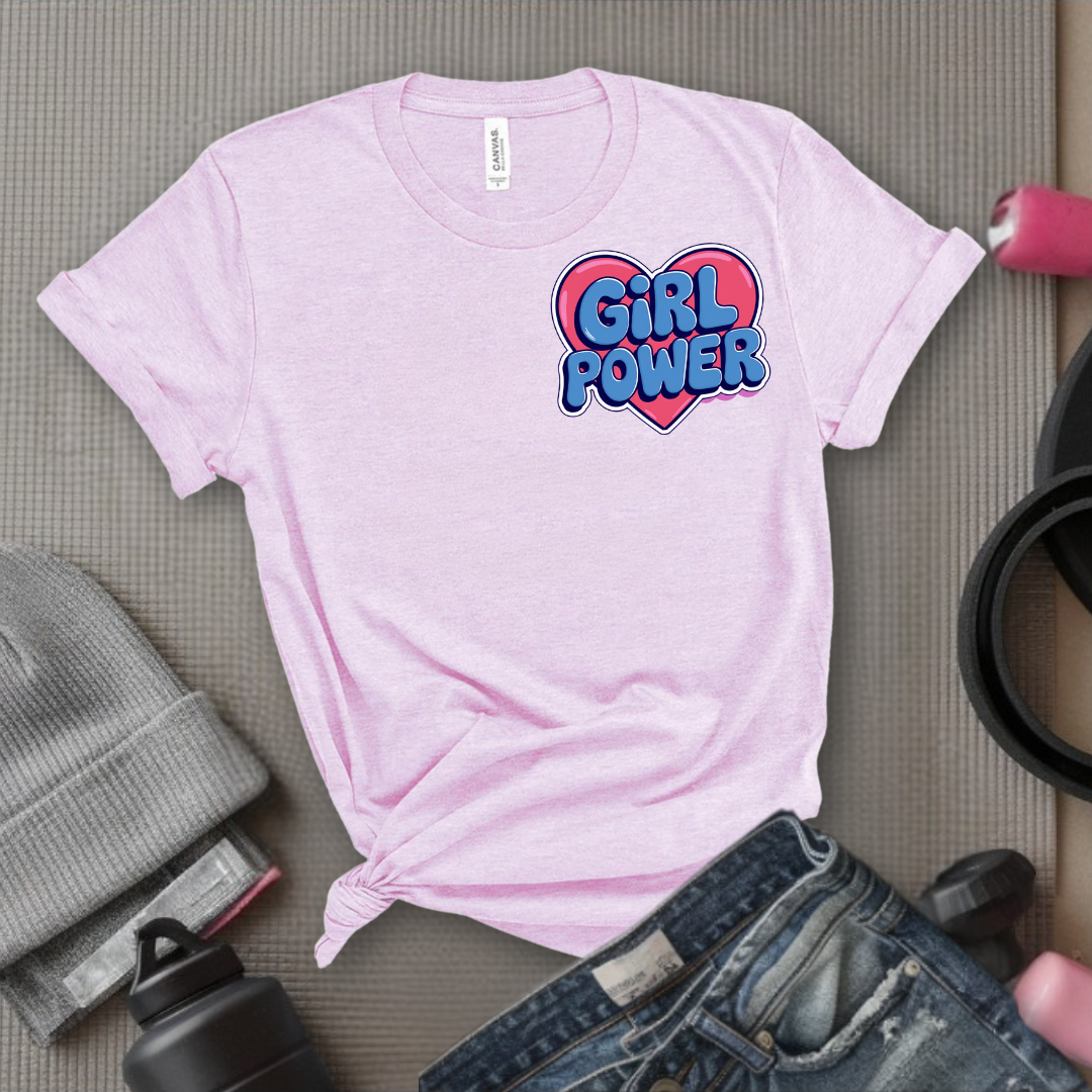 Girl Power Pocket T-shirt - Women Right Inspired Tee - Unisex Jersey Short Sleeve Shirt - Gift for Yourself, Female Friends - Bella Canvas 3001
