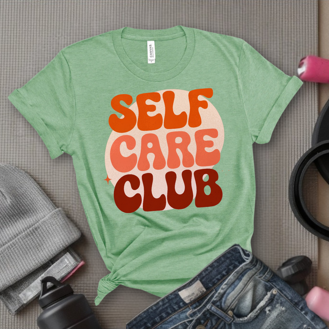 Self Care Club T-shirt - Y2k Style Tee - Unisex Jersey Short Sleeve Shirt - Gift for Yourself, Female Friends - Bella Canvas 3001