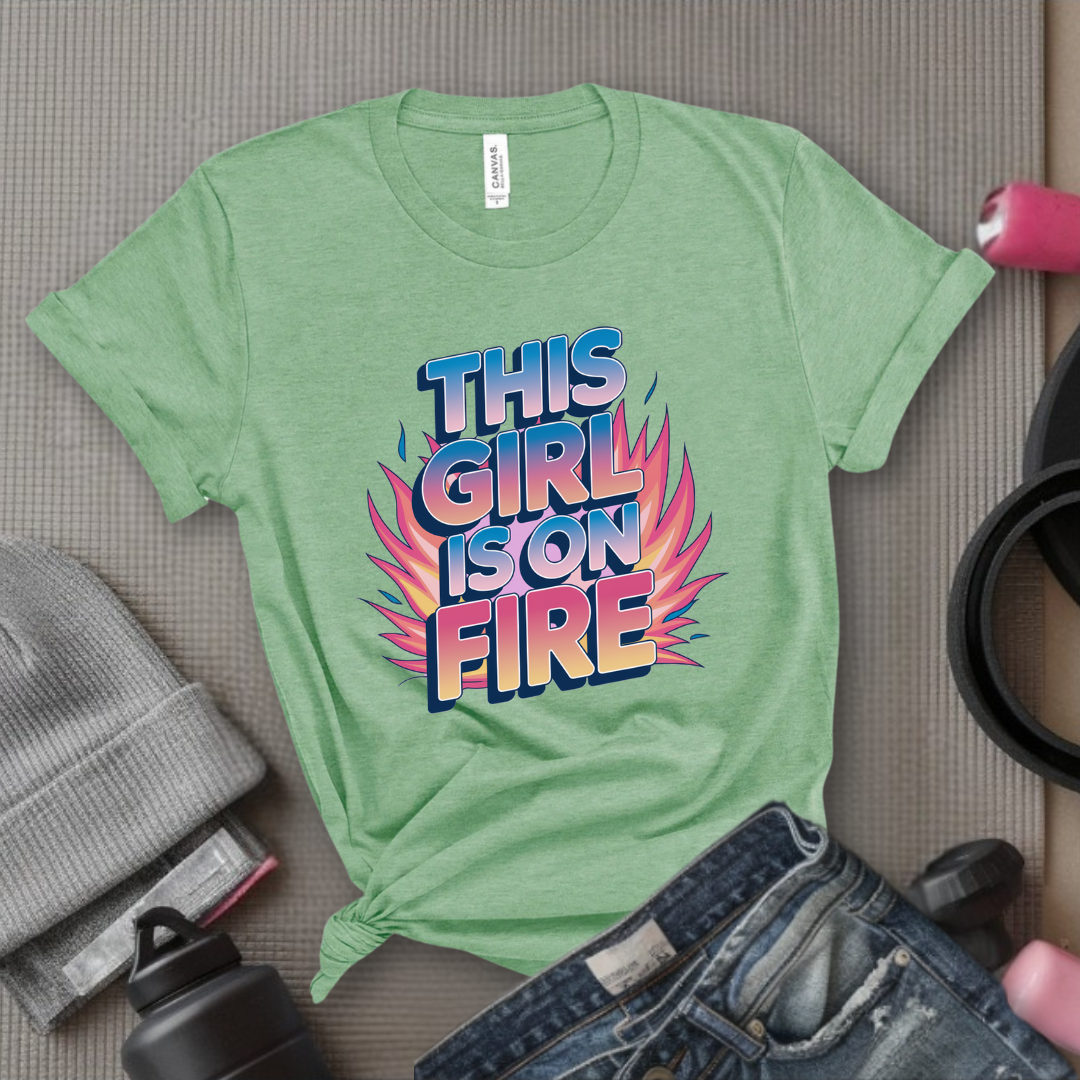 This Girl is On Fire T-shirt - Unisex Jersey Short Sleeve Shirt - Women Empowerment Inspired Tee - Gift for Yourself, Female Friends - Bella Canvas 3001