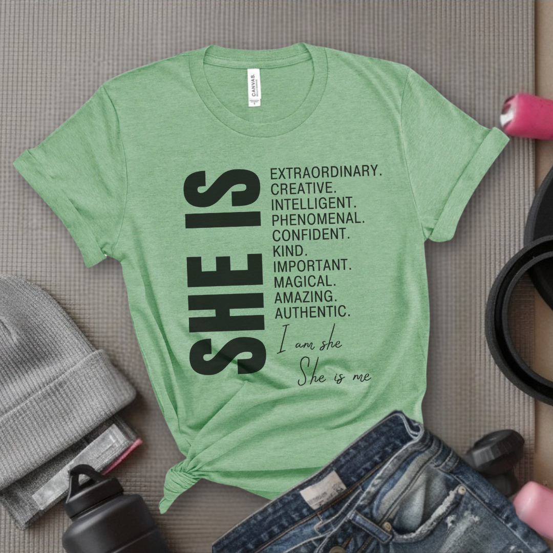 She is Extraordinary Creative Intelligent Kind T-shirt - Unisex Jersey Short Sleeve Shirt - Women Right Inspired Tee - Gift for Yourself - Bella Canvas 3001
