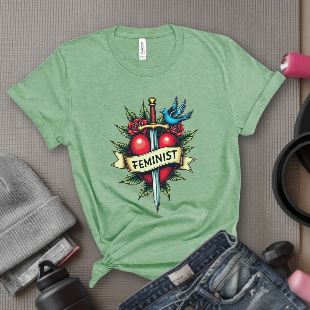 Feminist Swords and Flowers - Women Empowerment Tshirt Collection - Unisex Jersey Short Sleeve Shirt - Gift for Her - Bella Canvas 3001