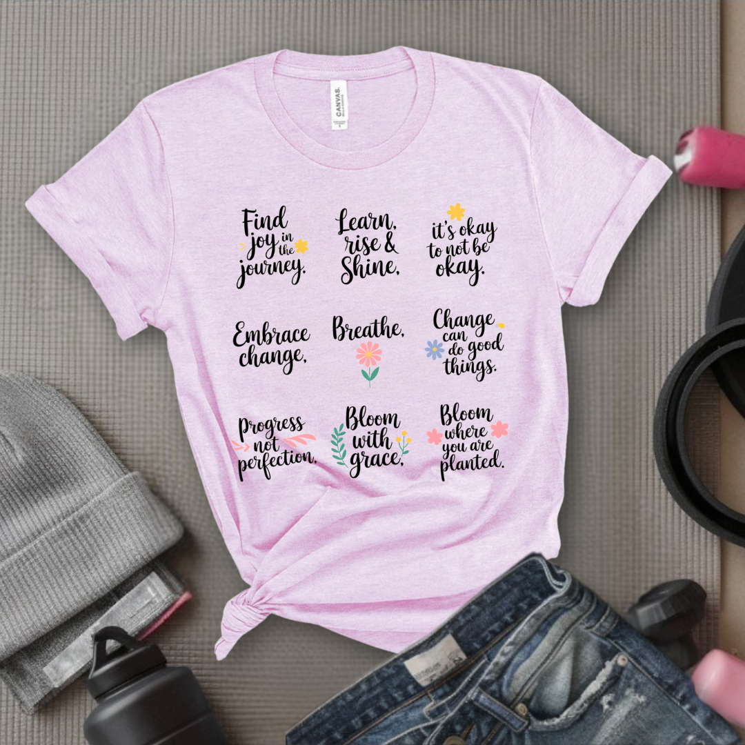 Retro Inspirational Flower Saying - Positive Quotes - Minimalism Mental Health Tee - Unisex Jersey Short Sleeve Shirt - Bella Canvas 3001