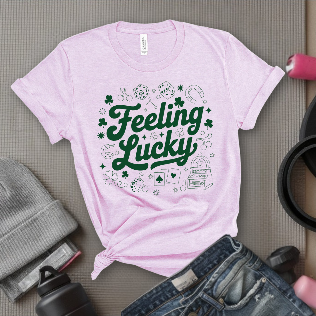 Feeling Lucky - St Patricks Day T-shirt, Y2K Trendy 90's Women Tee - Coquette Tee - Unisex Shirt - Bella Canvas 3001