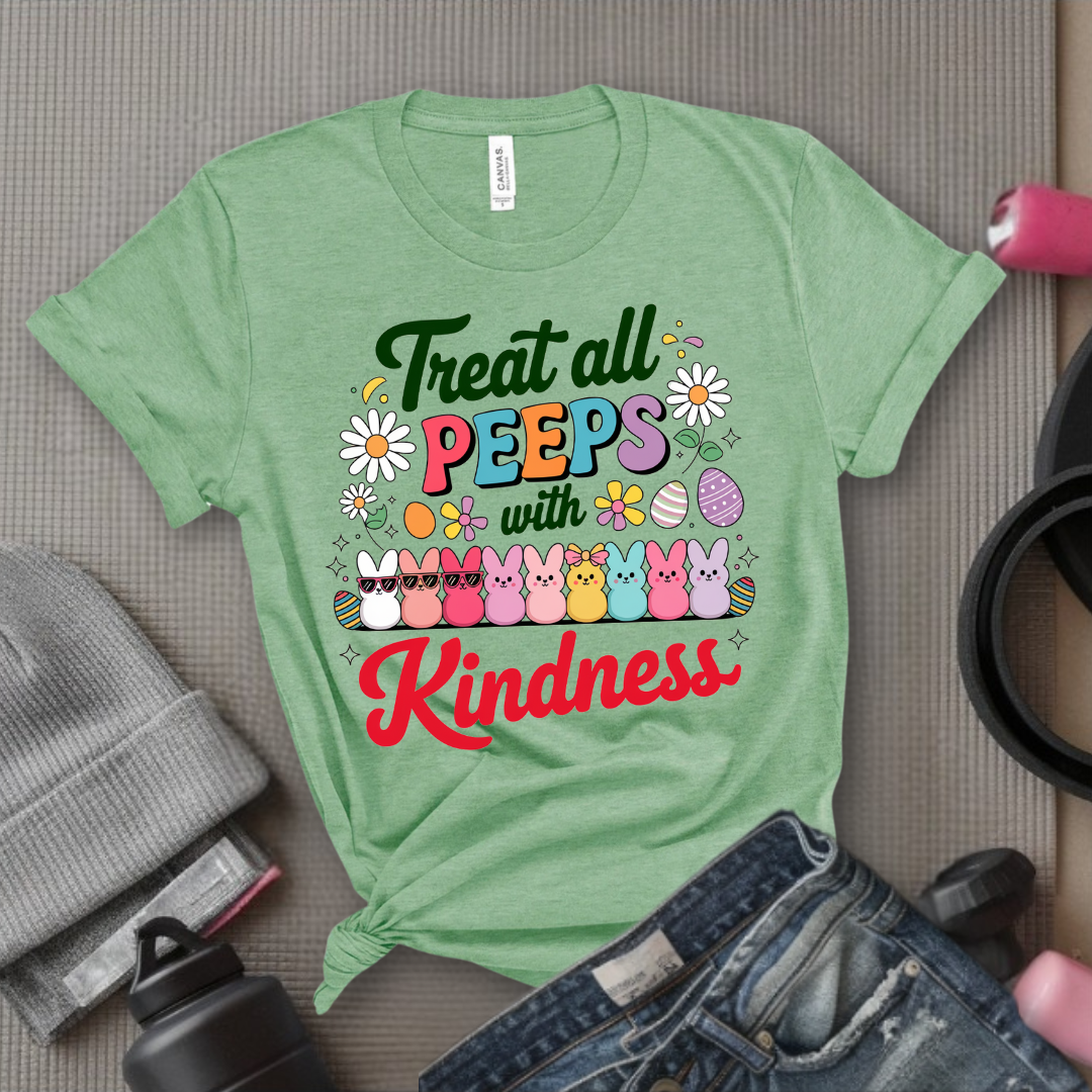 Treat All Peeps With Kindness Shirt - Cute Teacher Easter T-shirt - Bunny Tee - Easter Gift for Teachers - Teacher Spring Outfit - Unisex Jersey Short Sleeve Shirt