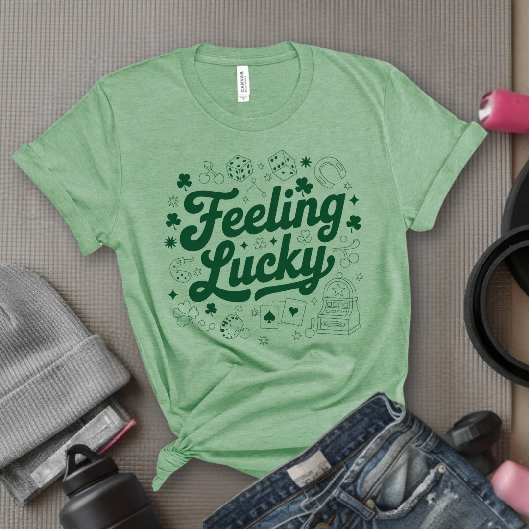 Feeling Lucky - St Patricks Day T-shirt, Y2K Trendy 90's Women Tee - Coquette Tee - Unisex Shirt - Bella Canvas 3001