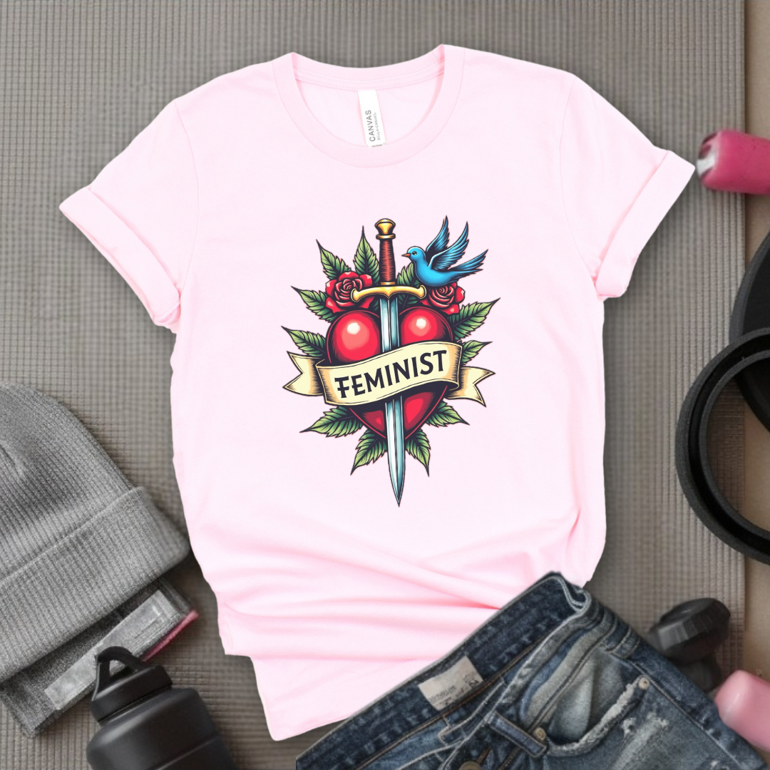 Feminist Swords and Flowers - Women Empowerment Tshirt Collection - Unisex Jersey Short Sleeve Shirt - Gift for Her - Bella Canvas 3001