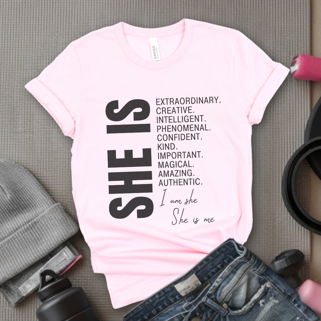 She is Extraordinary Creative Intelligent Kind T-shirt - Unisex Jersey Short Sleeve Shirt - Women Right Inspired Tee - Gift for Yourself - Bella Canvas 3001