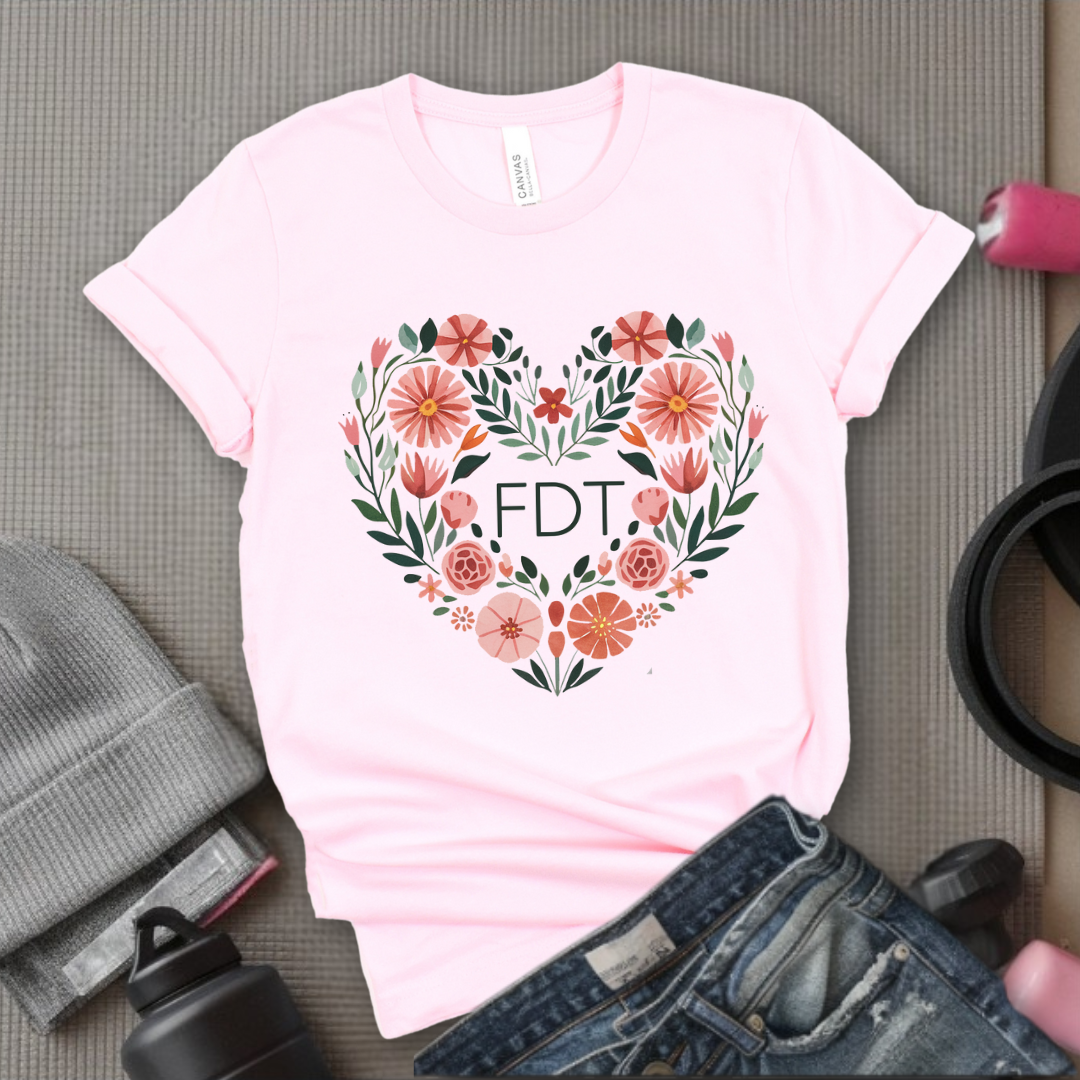 Fdt Heart Shaped Flower - Feminist T-Shirt - Women Empowerment Tee - Bella Canvas 3001