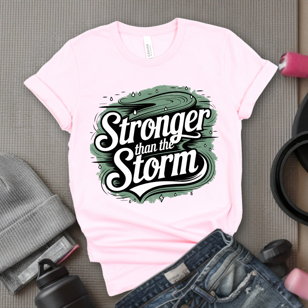 Motivational Shirt - You Are Stronger Than The Storm Tshirt - Strong Women Shirt - Girl Power Shirt - Womens Inspirational Gifts - Bella Canvas 3001
