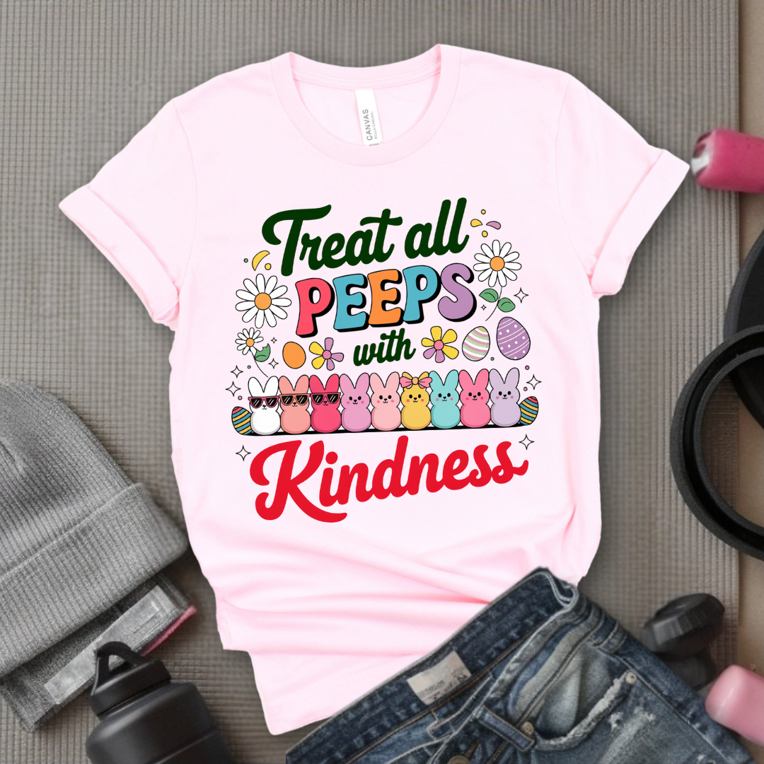 Treat All Peeps With Kindness Shirt - Cute Teacher Easter T-shirt - Bunny Tee - Easter Gift for Teachers - Teacher Spring Outfit - Unisex Jersey Short Sleeve Shirt