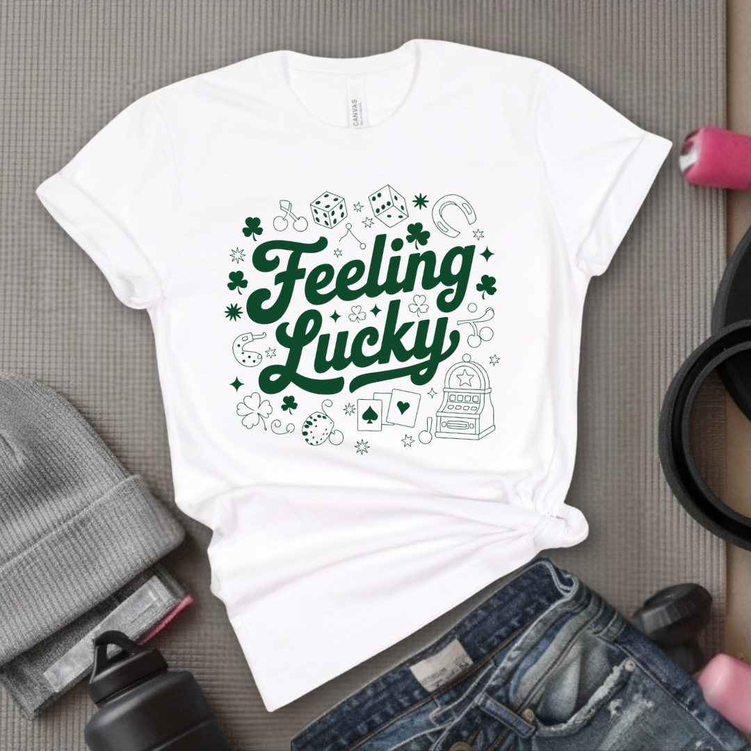 Feeling Lucky - St Patricks Day T-shirt, Y2K Trendy 90's Women Tee - Coquette Tee - Unisex Shirt - Bella Canvas 3001