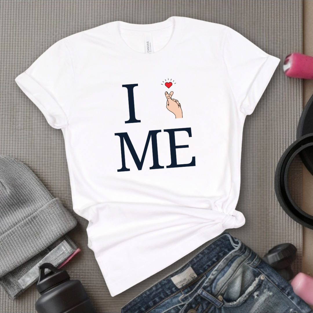 I Love Me T-shirt - Finger Heart - Unisex Jersey Short Sleeve Shirt - Gift for Yourself - Bella Canvas 3001