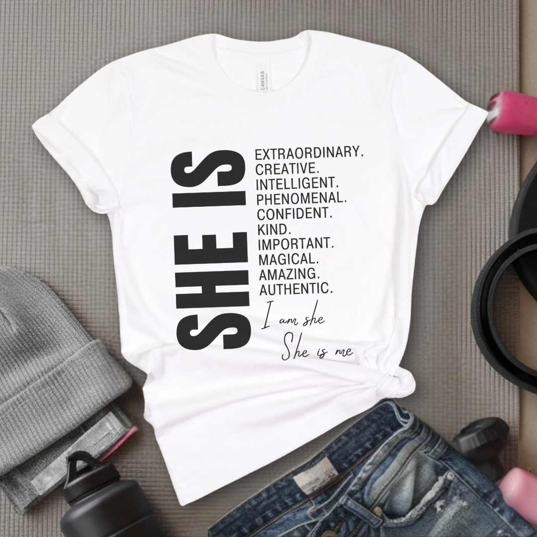 She is Extraordinary Creative Intelligent Kind T-shirt - Unisex Jersey Short Sleeve Shirt - Women Right Inspired Tee - Gift for Yourself - Bella Canvas 3001