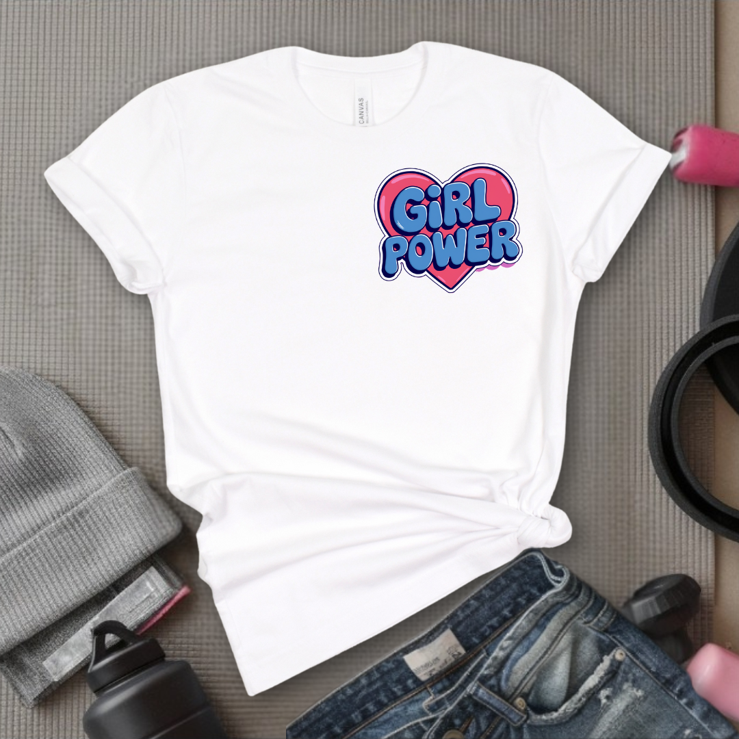 Girl Power Pocket T-shirt - Women Right Inspired Tee - Unisex Jersey Short Sleeve Shirt - Gift for Yourself, Female Friends - Bella Canvas 3001