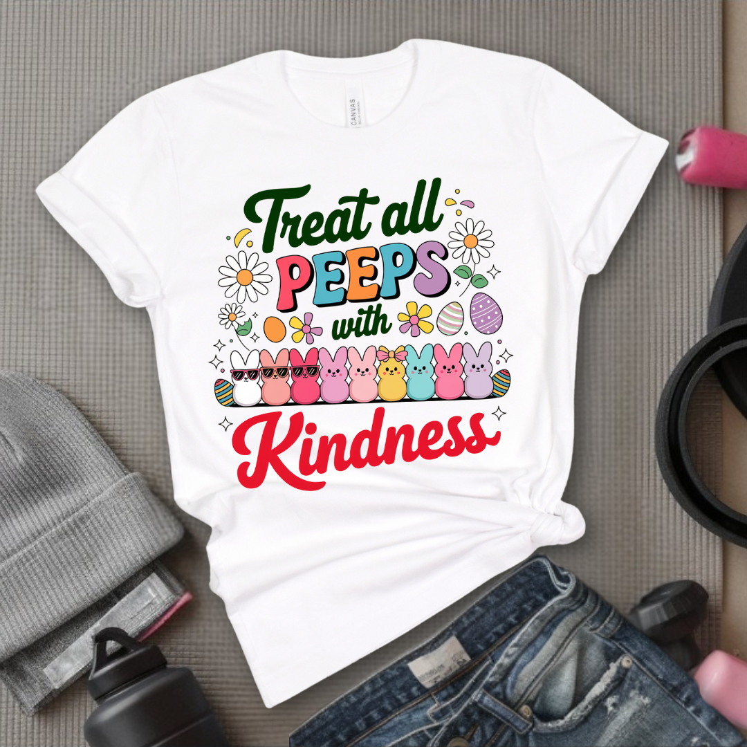 Treat All Peeps With Kindness Shirt - Cute Teacher Easter T-shirt - Bunny Tee - Easter Gift for Teachers - Teacher Spring Outfit - Unisex Jersey Short Sleeve Shirt