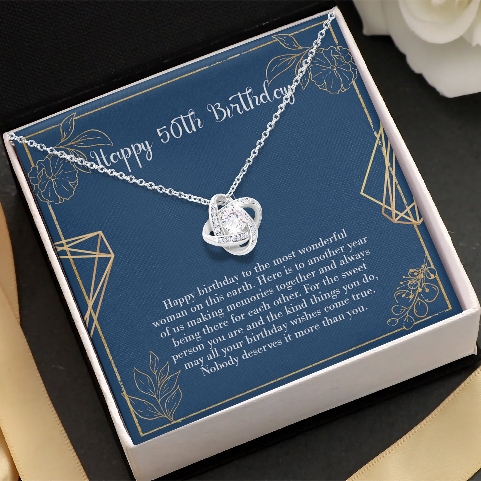 white gold necklace for happy 50th birthday