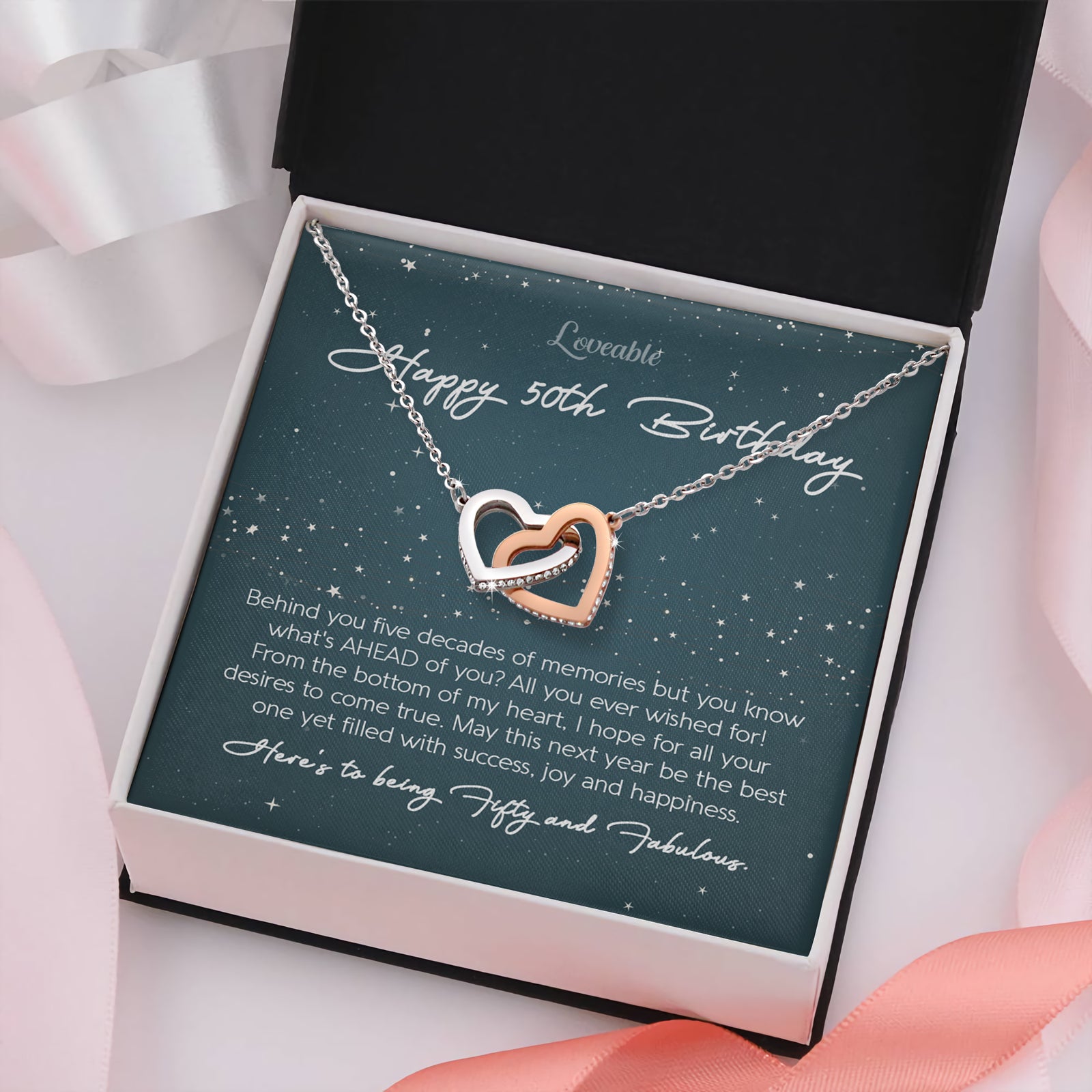 white gold necklace for happy 50th birthday