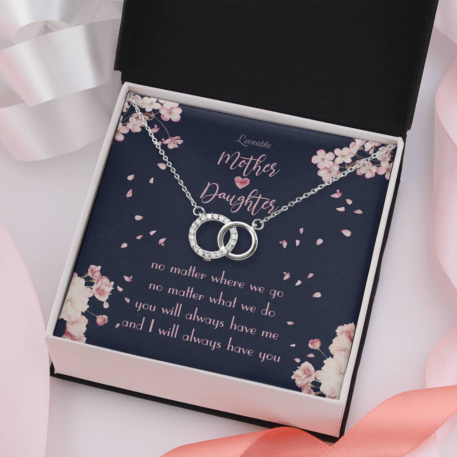 Mother and Daughter, Birthday Christmas Gift for Daughter, Mom - Personalized White Gold Necklace