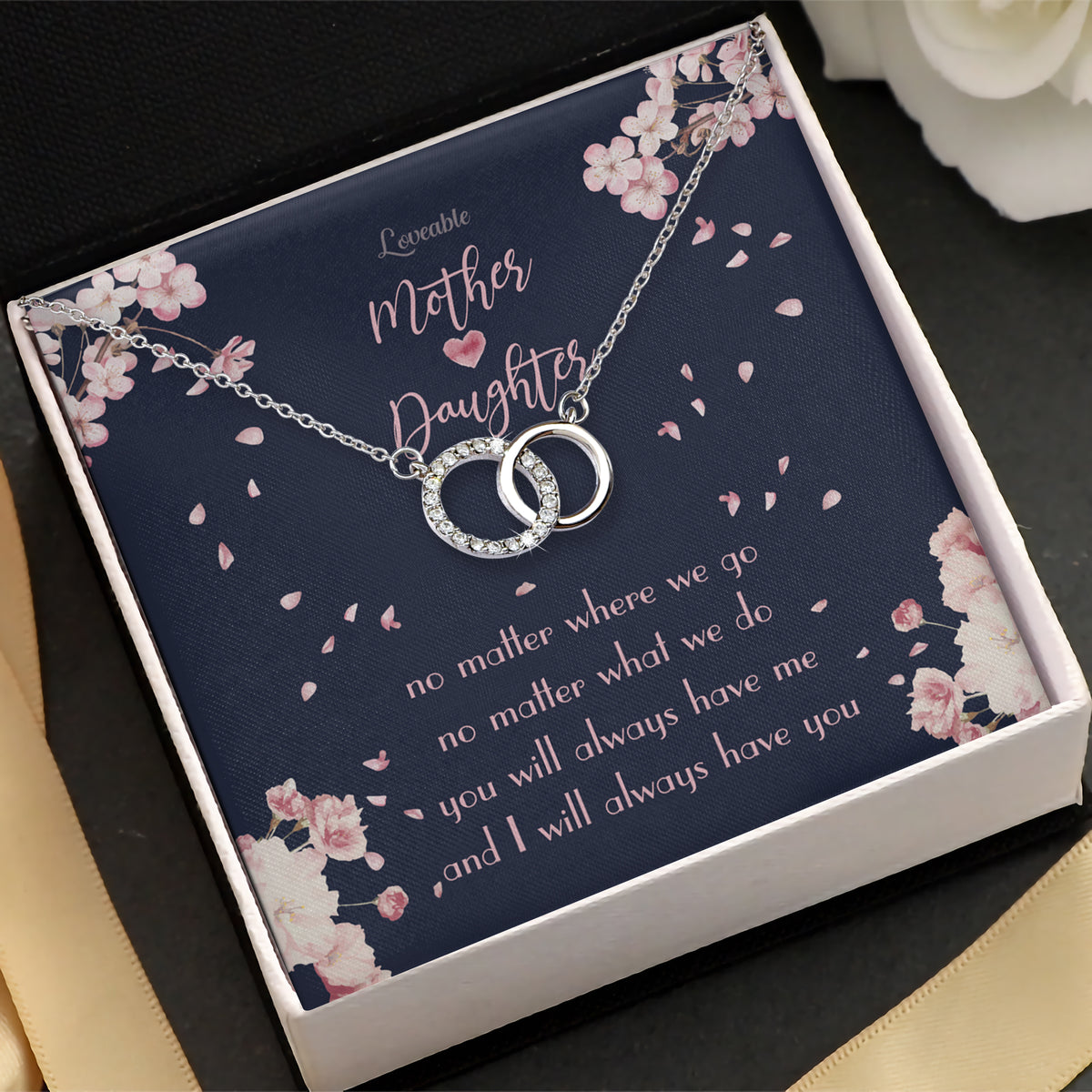 Mother and Daughter, Birthday Christmas Gift for Daughter, Mom - Personalized White Gold Necklace