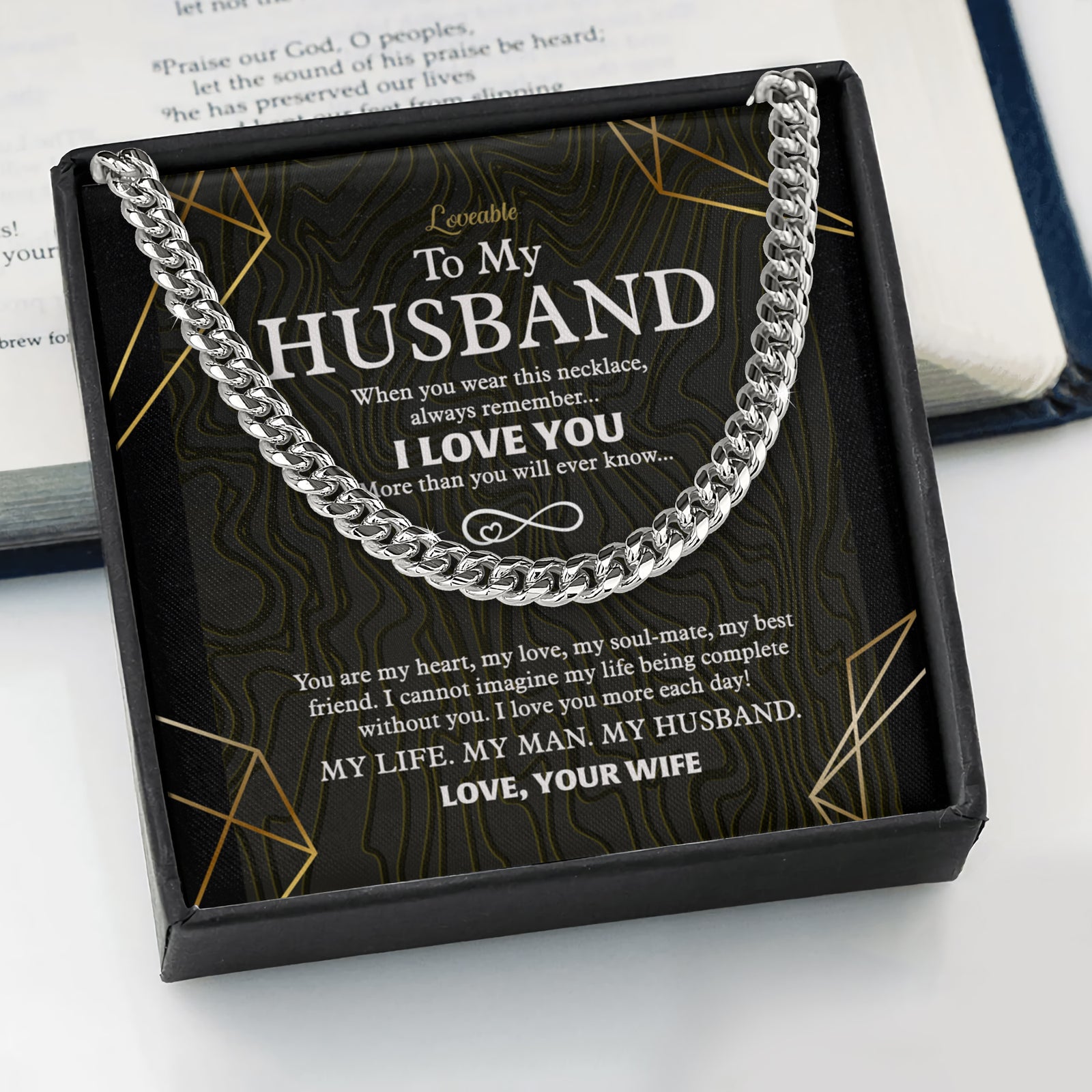 My Life, My Man, My Husband - Personalized Cuban Link Necklace