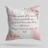  Canvas Pillow for Mom and Dad on Happy Anniversary Year
