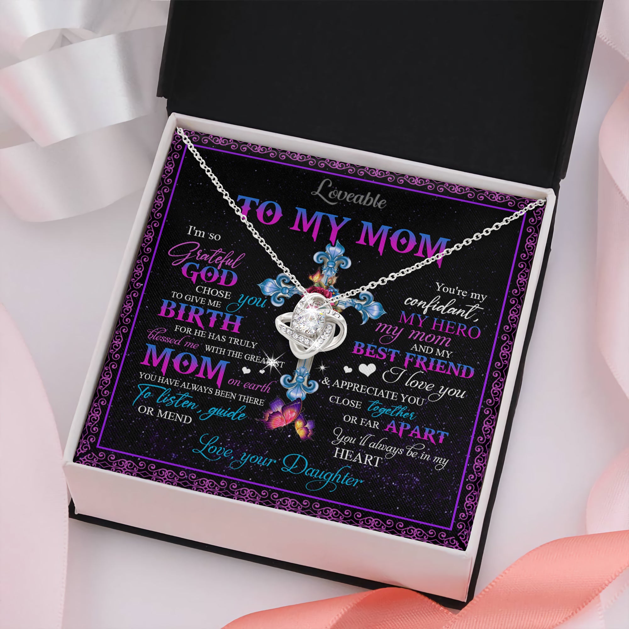 mom necklace white gold