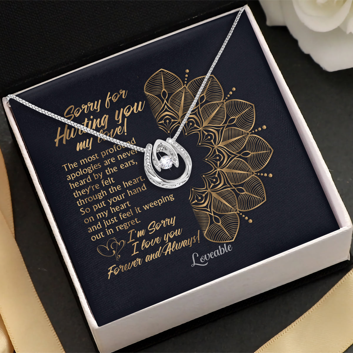 Sorry for Hurting you My Love - White Gold Necklace - Sorry Gift For Wife