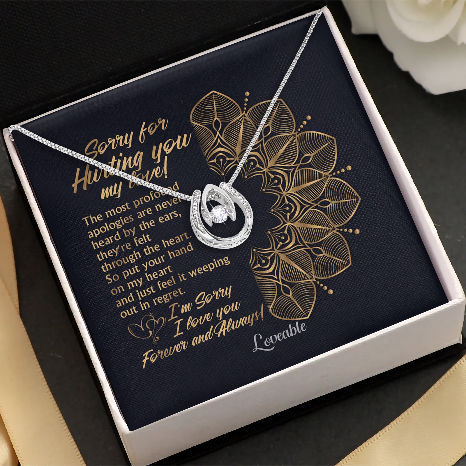 Sorry for Hurting you My Love - White Gold Necklace - Sorry Gift For Wife