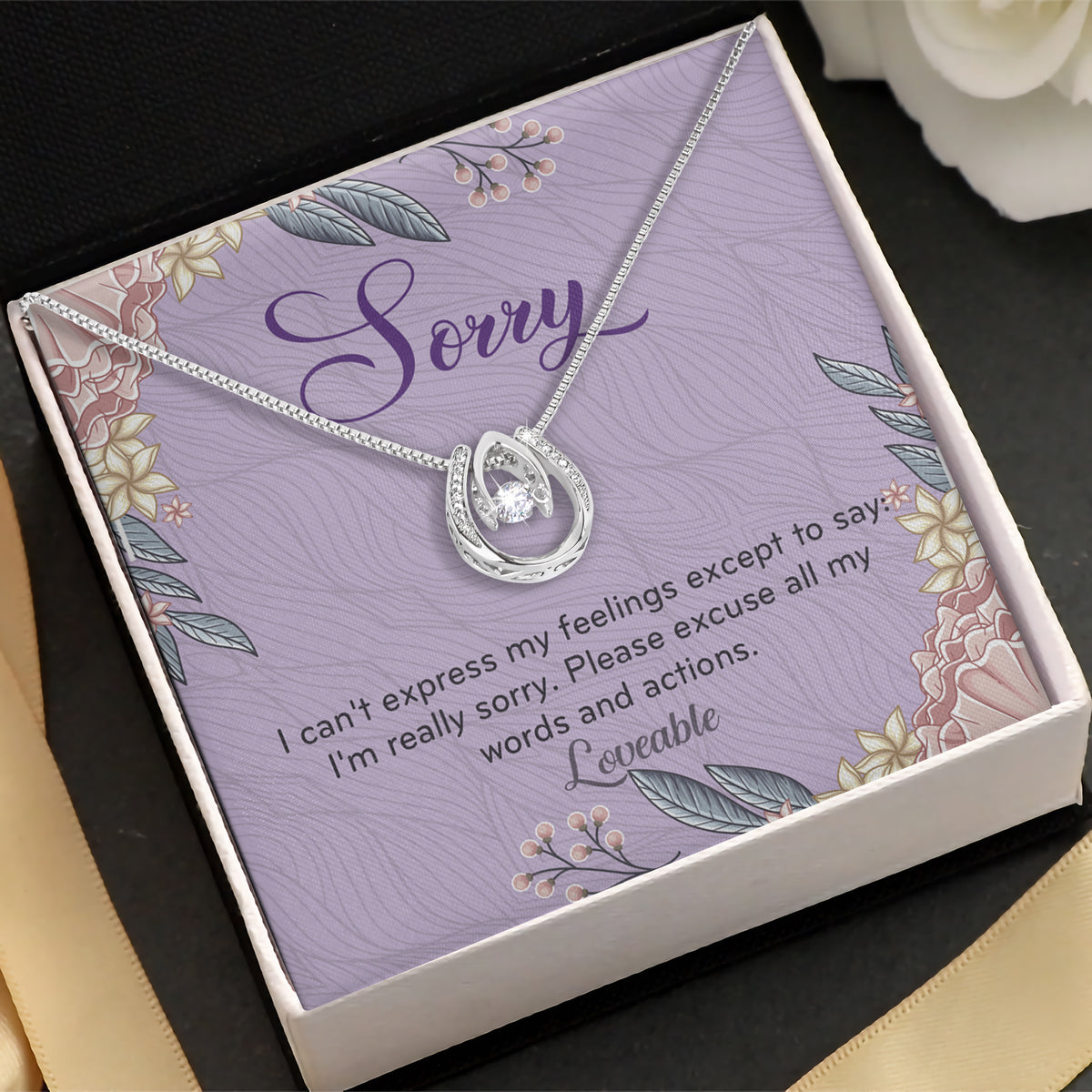 I'm Sorry Gifts for Her, Forgive Me Gifts for Wife, Apology Gift from Husband, White Gold Necklace