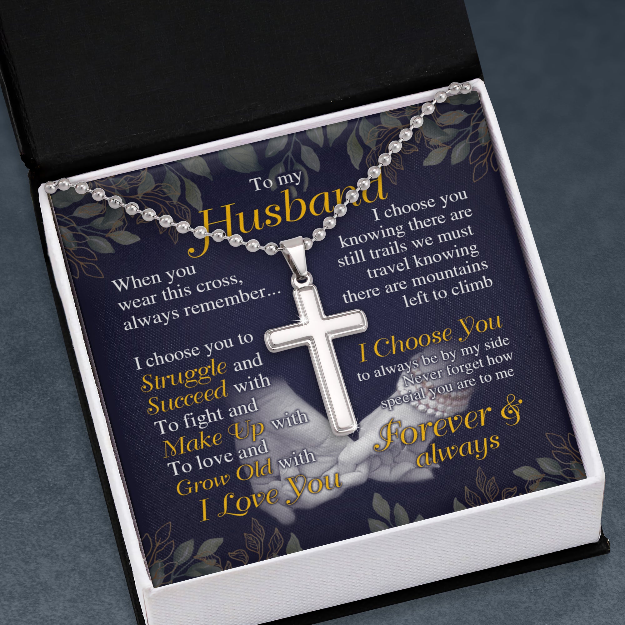 Stainless Cross Necklace for Husband