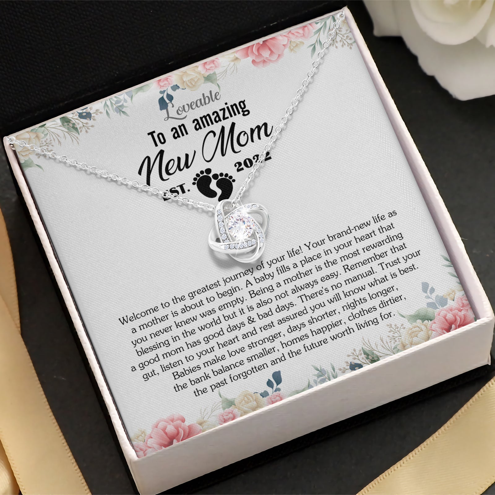 new mom necklace white gold