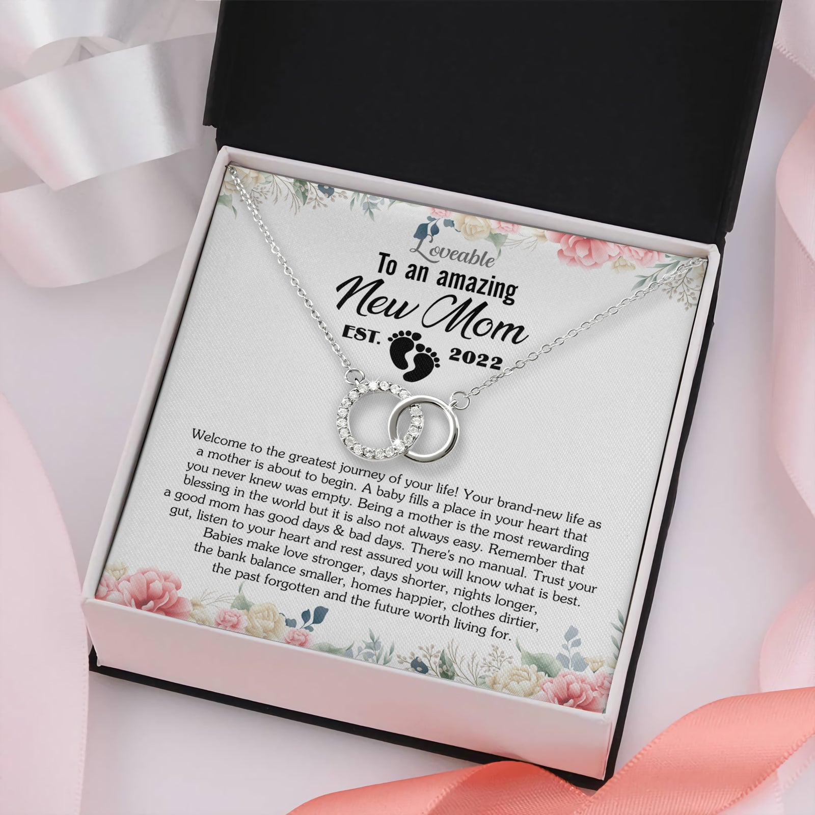 white gold new mom necklace