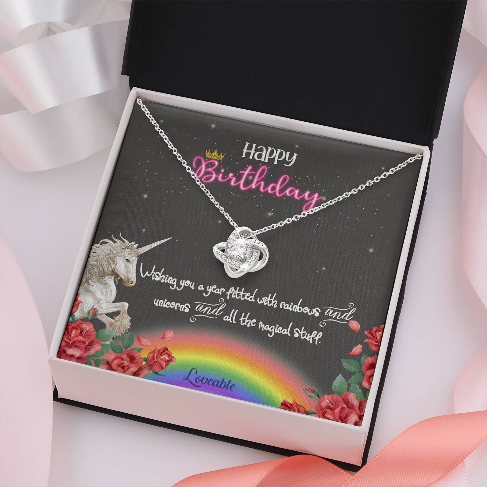 Happy Birthday Unicorn In Rainbow Special Necklace Birthday Gift