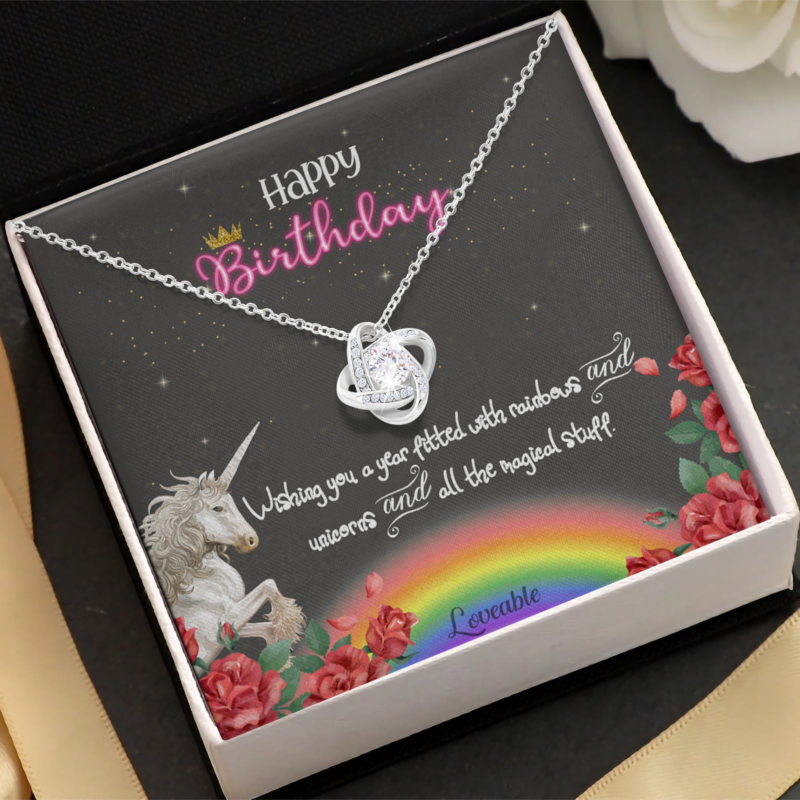 Happy Birthday Unicorn In Rainbow Special Necklace Birthday Gift