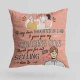 canvas pillow for dauter in law and son 
