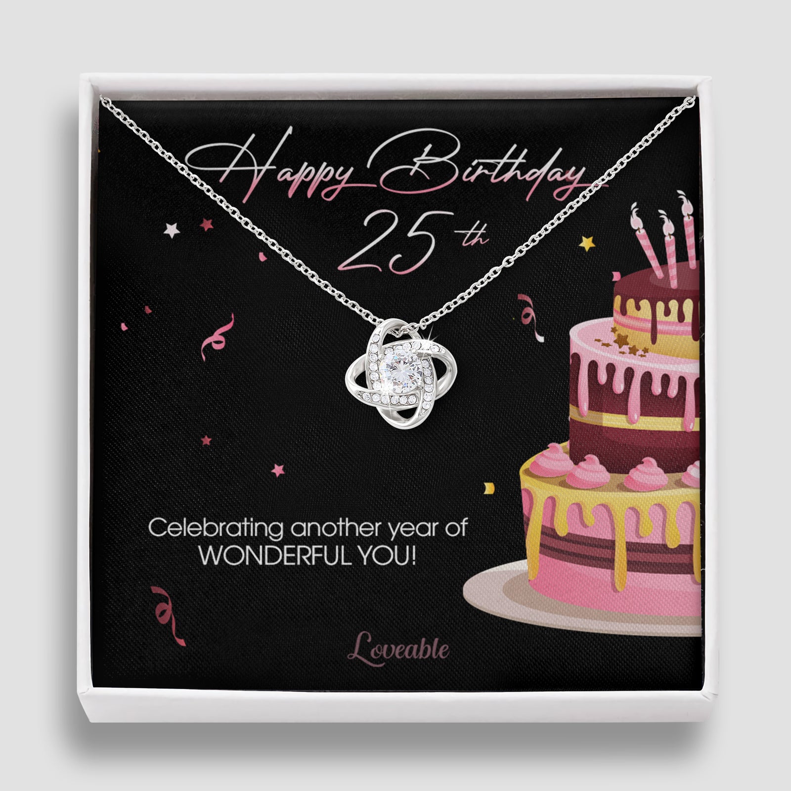 Happy Birthday 25th Celebrating Another Year Of Wonderful You Personalized Necklace