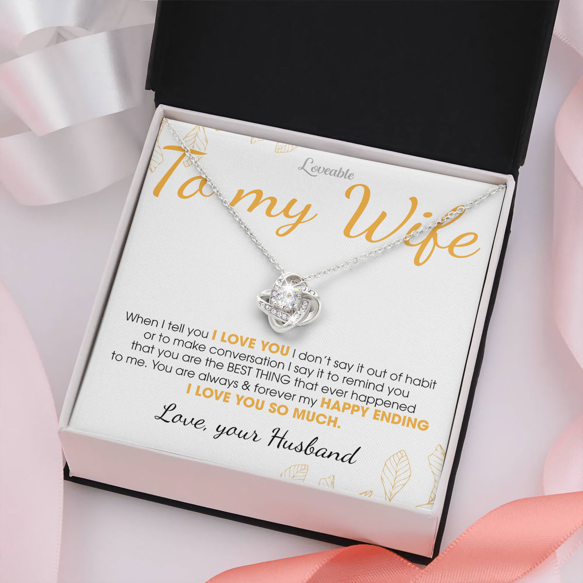 To my Wife - You're always & forever my Happy Ending - Personalized Necklace - Crystal Gifts For Wife