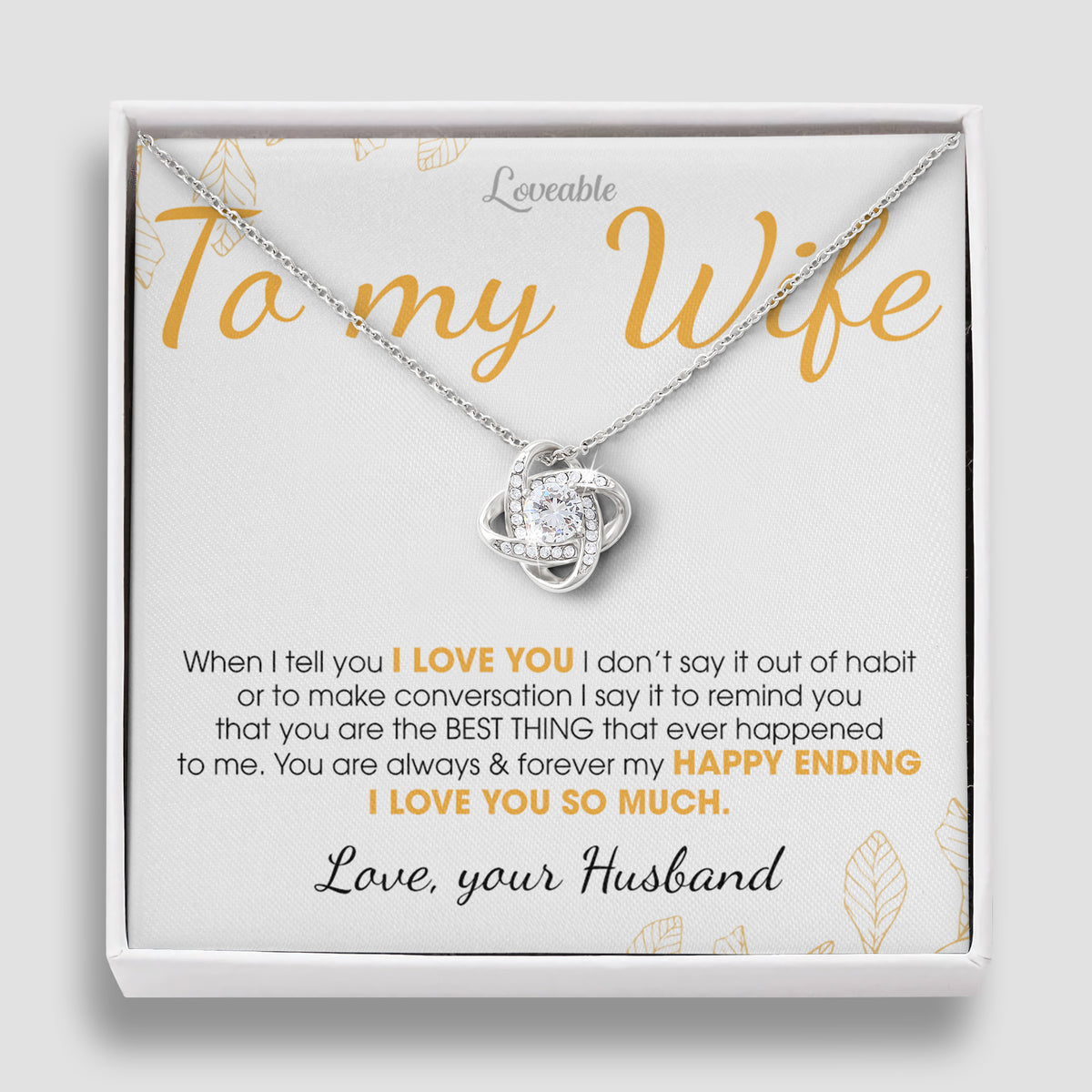 To my Wife - You&#39;re always &amp; forever my Happy Ending - Personalized Necklace - Crystal Gifts For Wife