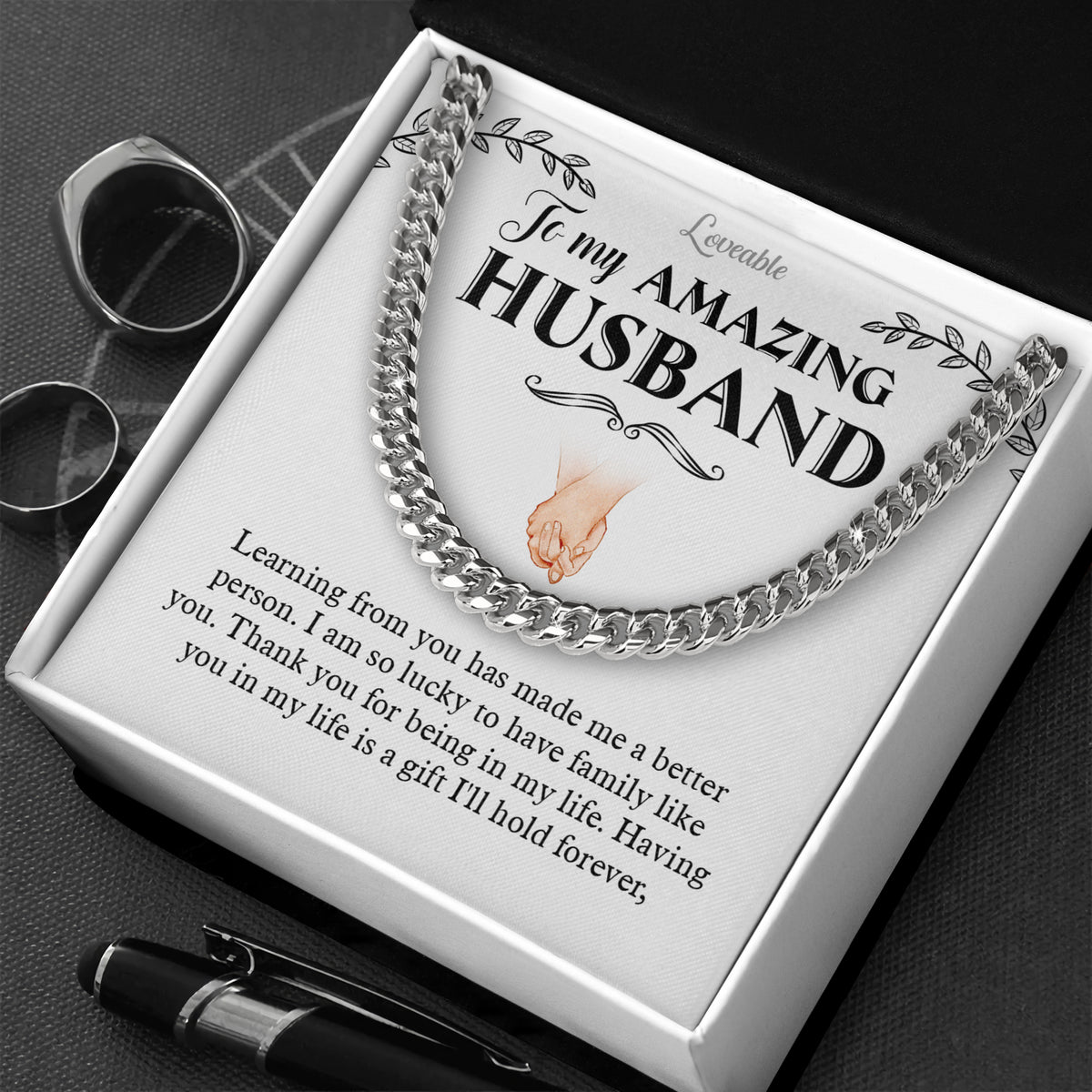 To My Amazing Husband Cuban Link Chain Best Birthday Gifts For Husband