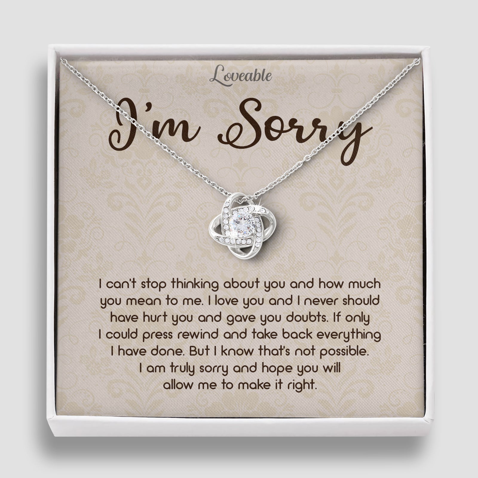 Apology Gifts for Her - Sorry Gifts for Girlfriend, Wife - Love Knot Necklace - Ladies Necklace