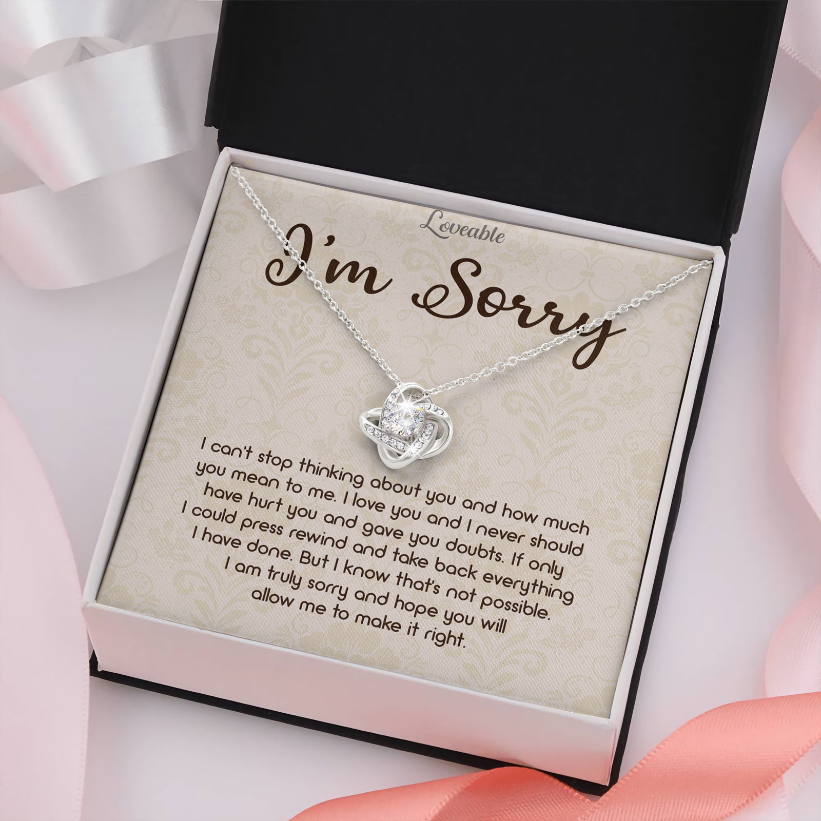Apology Gifts for Her - Sorry Gifts for Girlfriend, Wife - Love Knot Necklace - Ladies Necklace