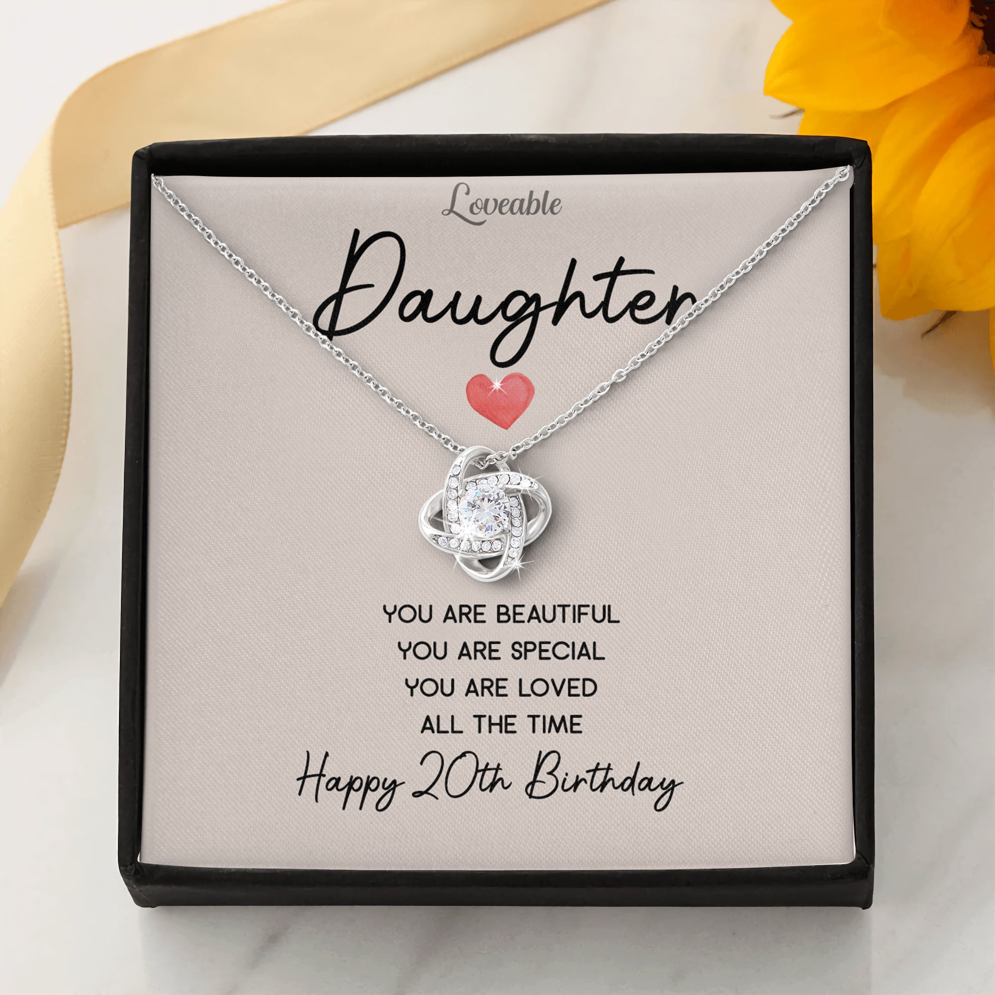 Happy 20th Birthday Gift for Daughter - Meaningful Necklace w/ Message Card